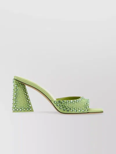 Attico Rhinestone-covered Block Heel Mules In Pastel