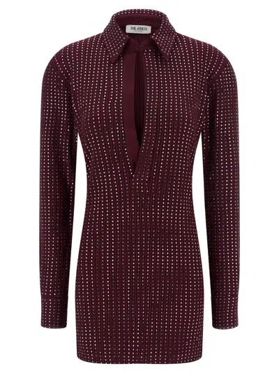 ATTICO RHINESTONE DRESS DRESSES BORDEAUX
