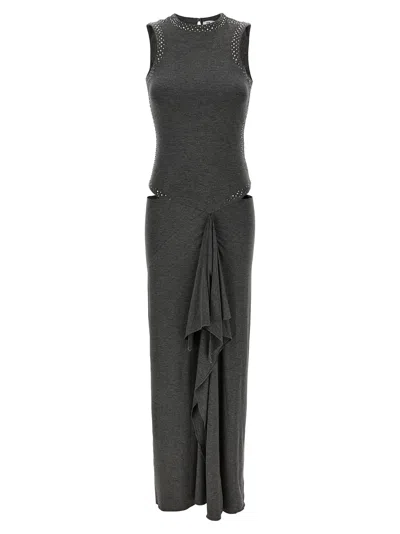 Attico Rhinestone Dress Dresses Gray