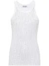 Attico White Tank Top With White Rhinestone