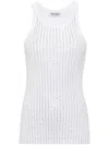 Attico White Tank Top With White Rhinestone In White