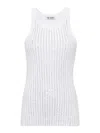 Attico White Tank Top With Multicolor Rhinestone In Jersey Woman In White