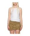 Attico White Tank Top With White Rhinestone In White
