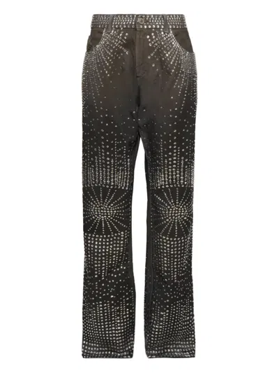 Attico Rhinestone-embellished Jeans In Gray