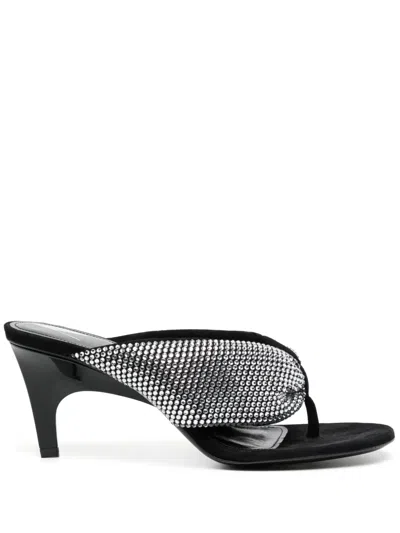 ATTICO RHINESTONE-EMBELLISHED LEATHER 70MM SANDALS