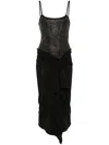 Attico Rhinestone-embellished Midi Dress In Black