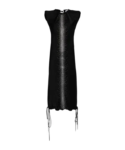 ATTICO RHINESTONE-EMBELLISHED MIDI DRESS