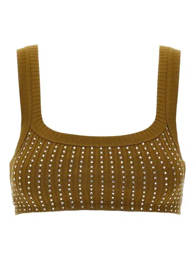 ATTICO RHINESTONE-EMBELLISHED RIBBED TOP