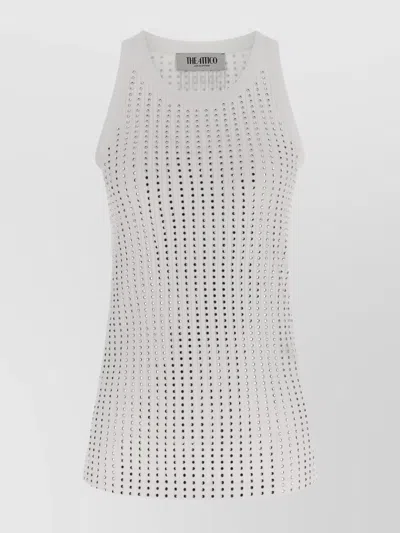 Attico Ribbed Crystal-embellished Tank Top In White