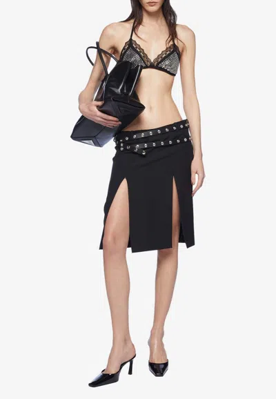 Attico Rhinestone Embellished Triangle Bra In Black