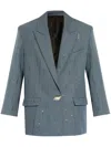 Attico Rhinestone-embellished Wool Blazer In Blue