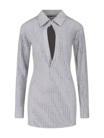 ATTICO RHINESTONE MINI DRESS