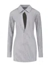 Attico Fitted Grey Mini Dress With Reflective Embellishments In Multi
