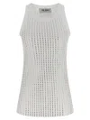 Attico Crew Neck Perforated Ribbed Sleeveless Tank Top In Gray