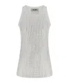 Attico Crew Neck Perforated Ribbed Sleeveless Tank Top In Multi
