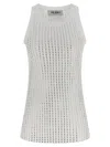 Attico Womens Pink Crystal-embellished Ribbed Cotton Tank Top In White