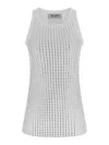Attico White Rhinestone Tank Top In White