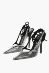Attico Rhinestoned Venus Chrome See Through Slingbacks 10cm