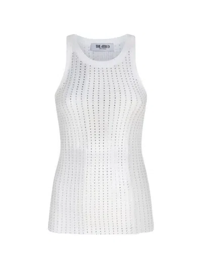 Attico Rhinestone-embellished Tank Top In White