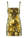 Attico Rhombus-sequin Square-neck Mini Dress In Gold