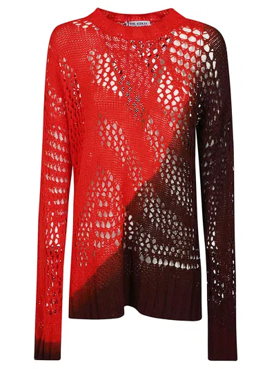 Attico Rib Trim Perforated Colourblock Sweatshirt In Fuchsia