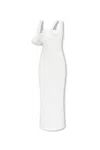 Attico Asymmetrical-neckline Ribbed Midi Dress In White