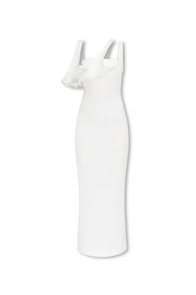 ATTICO RIBBED ASYMMETRIC MIDI DRESS