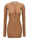 Attico Mini Dress With Ribbed Texture And Button Detailing