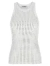 Attico Womens White Crystal-embellished Ribbed Cotton Tank Top In White