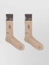 Attico Ribbed Cuff Mid-calf Length Contrast Design Socks In Brown