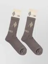 Attico Ribbed Cuff Mid-calf Length Contrast Top Socks In Gray