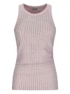 Attico Womens Pink Crystal-embellished Ribbed Cotton Tank Top In Pink