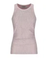 Attico Womens Pink Crystal-embellished Ribbed Cotton Tank Top In Pink