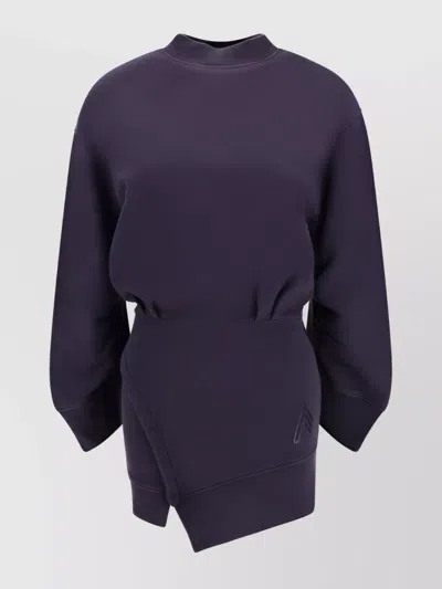 Attico Ivory Cotton Jersey Sweater Dress In Violet