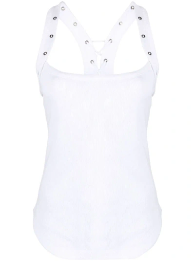 Attico Ribbed Jersey Tank Top In White