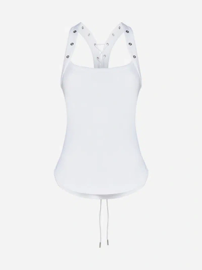 Attico The  Race Back Ribbed Tank Top In White