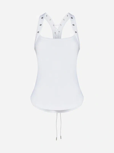 Attico Ribbed Knit Cotton Tank Top In White