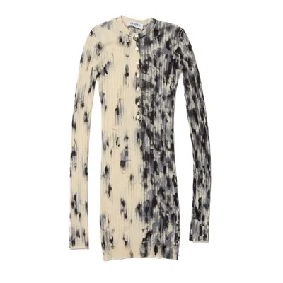 Attico Ribbed-knit Mini Dress In White/grey
