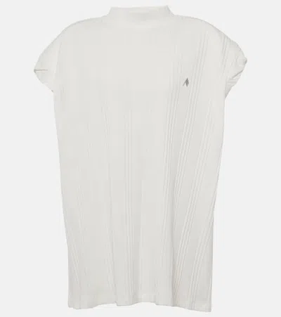 Attico Ribbed-knit Oversized Cotton Top In White