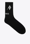 Attico Ribbed Logo Socks In Black