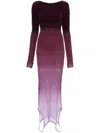 Attico Garter-detailed Ombré-knit Midi Dress