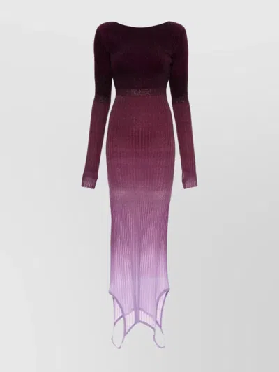 ATTICO RIBBED MIDI DRESS LONG SLEEVES