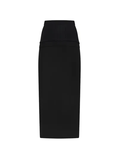 Attico Ribbed Pencil Skirt In Black