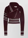 Attico Ribbed Striped High Collar Knitwear In Burgundy