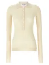 Attico Collared Ribbed Knit Sweater With Long Sleeves