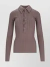 Attico Faded Mud Long Sleeve Vertical Striped T-shirt In Brown