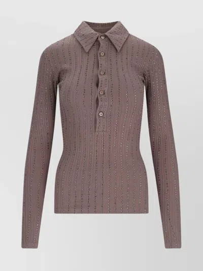ATTICO RIBBED TEXTURE COLLARED NECK STUD EMBELLISHMENTS