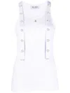 Attico Strap Detail Ribbed Tank Top In White