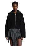 Attico Ribbed Wool Cashmere Cardigan In Black