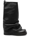 Attico 'robin' Black Boots With Square Toe And Logo Plaque On The Rear In Brown